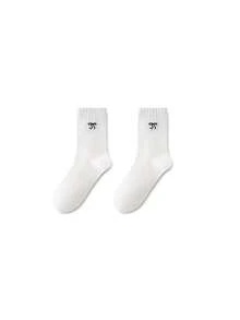 ZUJO 1/5 Pairs Women's Pure White Vertical Ribbed Bow Mid-Calf Socks, Comfortable, Moisture-Wicking, Breathable, Classic Versatile For Daily Casual Wear, Suitable For Spring, Autumn And Winter - White - View 9