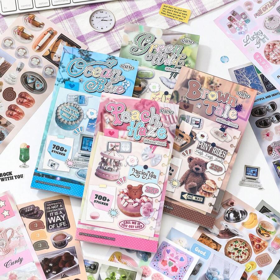 Mogu Retro Showa Style Sticker Book, Ins Japanese Food Cut-Out Sticker Book, Decorative Collage Scrapbook Food Material Paper