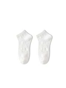 ZUJO 1 Pair/5 Pairs Women's Mesh Lace Trim Pure White Cable Knit Short Socks, Simple & Comfortable, Suitable For Spring, Autumn, Summer - White - View 7