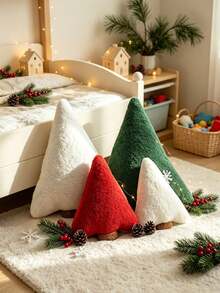 1pc Christmas Tree Throw Pillows, Squishy Plush Cushion Ornaments, Christmas Tree Pattern, Multicolor Style, All‑Season Use, Festive Home Style, For Adults, For Sofa Couch Bedroom Living Room Holiday Decor Occasions - Multiple Styles - View 8