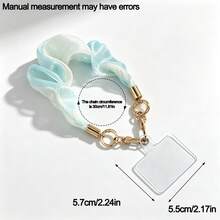 Gradient Silk Scarf Phone Wrist Strap, Fashion Fabric Phone Charm With Quick Release Detachable Clasp, Clear Phone Tab Anti‑Lost Wristlet Lanyard Chai - Multicolor - View 4