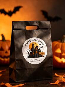 Custom Halloween Stickers, Black Cats, Pumpkins, Ghosts, Castles, Name Stickers, Treat Bag Stickers For Sweets, Spooky Party Favour Labels, Packaging Decorations - Multicolor - View 7