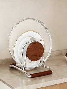 2/1pc Multi-Functional Kitchen Storage Rack, Pot Lid Holder, Plate Rack, Kitchen Utensil Rack, Cookware Rack, Suitable For Cabinets And Countertops, With Non-Slip Base, Non-Slip And Oil-Resistant, Easy To Clean, Keeps Countertop Dry, Kitchen Supplies, Decor, Home Essential - Multicolor - View 3