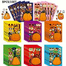 somoving 8pcs Halloween Stickers Pumpkin Skull Witch Werewolf Bat Ghost Stickers DIY Decoration Stickers Holiday Party Gift Bag Filler Toy Stickers - Multicolor - View 6