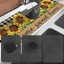 1pc Sink Faucet Absorbent Mat, Autumn Sunflower Pattern, Drainage Mat, Suitable For Kitchen, Bathroom Sink, Countertop, Drainage Mat, Diatomaceous Earth Material, Trimmable, Quick-Drying Mat - Multicolor - View 10