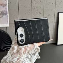 Elegant Business‑Style Crocodile Texture PU Leather Phone Case Compatible With IPhone Duo Ultra Fold, Full‑Edge Shockproof Protective Cover, Raised Camera Lip Protection, Comfortable Non‑Slip Grip Anti‑Scratch Foldable Phone Shel - Black - View 6