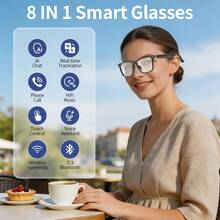 AI Smart Glasses | 8-In-1 AI Smart Audio Glasses With 100+Real-Time Translation, Wireless Connection,AI Assistant,Wireless BT Fashion Glasses For Men Women, Touch Control,Supporting Wireless Calling/Call Noise Reduction/Audio Playback Gift - View 20