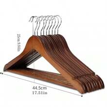 1/5pcs Natural Wooden Hangers With Anti-Slip Bar, Suitable For Clothing Stores And Hotels - View 2