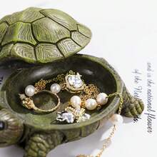 Turtle Jewelry Storage Box, Decorative Turtle Resin Ornament, Ideal Gift For Turtle Lovers And Those Moving, Practical And Beautiful, Can Store Small Items And Bring Peaceful Natural Charm To Any Space, Jewelry Tray - A - View 1