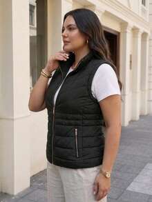 Plus Size Sweater Vests - Black - View 3