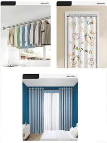 Extendable Stainless Steel Tension Rod - No Drilling Required, Adjustable Length For Curtains, Wardrobe, Shower Curtain, Drying Rack - Silver, Black, White, Gray Options With Plastic Base - White - View 4