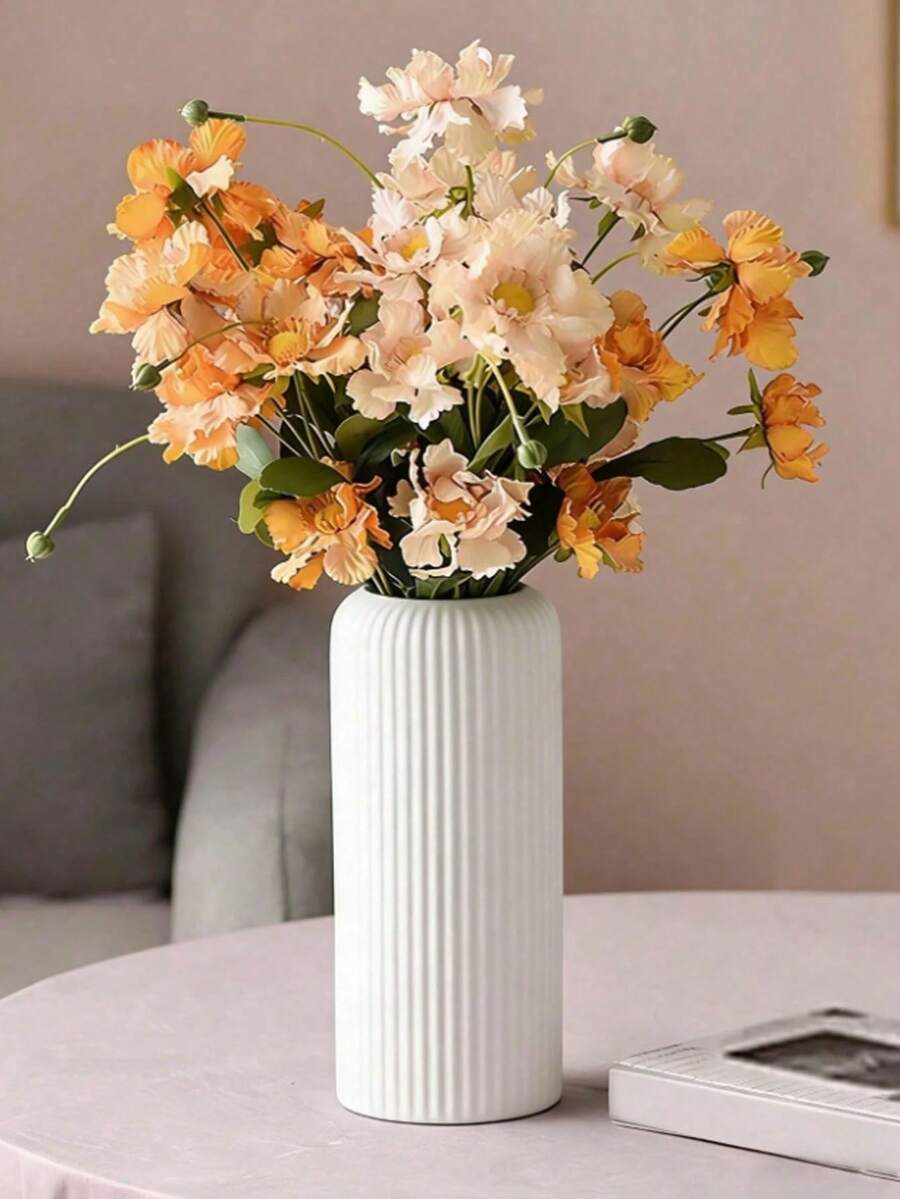 1 st vas i plastkompositmaterial, obrutenbar, minimalistisk bordsvas, lämplig för torkade blommor, vassgräsdekoration och konstgjorda blommor, bohemisk heminredningsvas - flerfärgad - Visa 1