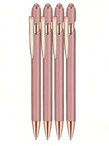 12/8/4/2pcs 2-In-1 Rose Gold Metal Stylus Pen, 1.0mm Black Ink, Suitable For Touchscreen Devices, Back To School Essential - Rose Gold - View 15