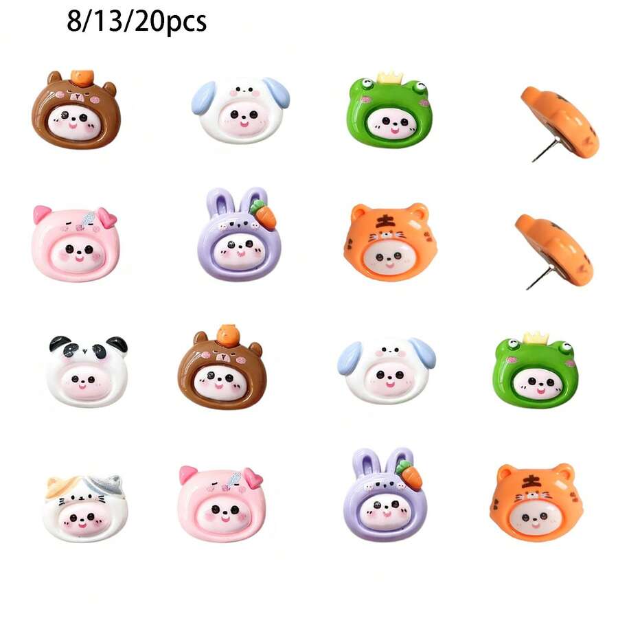 8/13/20pcs Pig & Cat Push Pins, Cute Push Pins, Bulletin Board Push ...