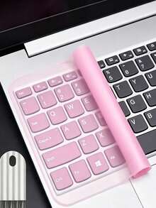 Ultra-Thin Keyboard Protector Film And Keyboard Cleaning Brush, Effectively Protecting Keyboard, Suitable For 15 To 17.0-Inch Laptops. Transparent, Purple, Yellow, Pink, And Blue Multi-Colors Available, Washable And Reusable - One Size Fits All - View 4