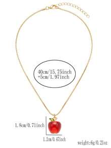 1pc Fairy Tale Style Resin Red Apple Pendant Necklace Fruit Collarbone Chain, Suitable For Girlfriend And Young Girls, Perfect For Christmas Eve, Christmas, New Year, Winter Holiday And Date Wear - Apple Model - View 4