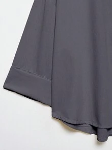 YROOE 女款春夏秋冬休閒簡約百搭 商務休閒/日常通勤/優雅時尚 翻領寬袖襯衫 - 深灰色 - 查看 4
