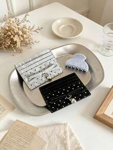 1Pc Polka Dot Print Bow Card Holder Card Slot Wallet Purse,Stylish Short Wallet For Women - Multicolor - View 8