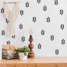 1pc Minimalist Black Branch & Leaf Wall Sticker, Nordic Style Vertical Leaf Living Room Background Wall Self-Adhesive Decorative Decal - Multicolor - View 2