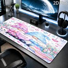 Large "Sweet Love" Gnome Couple Mouse Pad & Desk Mat – Soft Colors, Laptop-Friendly, Stain-Resistant, Comfortable Cushioned Base, Easy To Clean; Ideal Gift For Gamers And Office Workers; Suitable For PC Desks - Mouse Pad - View 5