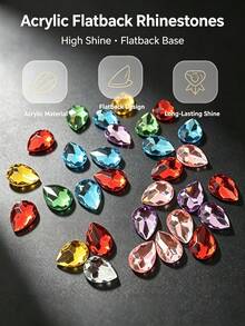 Shiny Teardrop Flat‑Back Acrylic Rhinestones, 60/120/240Pcs Multi‑Purpose DIY Decor For Hair Clips, Garment & Handbag Craft Projects - Multicolor - View 7