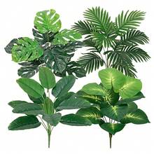 4pcs Set - Large Artificial Palm Tree, With 48 Big Leaves; Christmas Decor, Modern Wedding Garden Decor; Maintenance-Free Evergreen Prosperity Tree Artificial Plant, Suitable For All Seasons; Potted Christmas Tree Suitable For Thanksgiving, Halloween And Other Holidays., Housewarming Gift - Multicolor - View 3