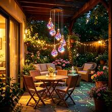 1 Solar Wind Chime Light Bulb, Outdoor Festive Lighting Decoration, Hanging Solar‑Powered LED Light Bulb Wind Chime, Birthday Gift For Mom, Suitable For Outdoor Gardens, Balconies, Courtyards And Christmas Decorations - Wind Chime Series - View 5