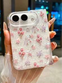 1pc Fashion Cute Simple Shell Pattern PC Material Tulip Fragrant Element Folding Phone Case, Can Protect And Prevent Falling For:SamsungGalaxy Z Fold 5/SamsungGalaxy Z Fold 6/SamsungGalaxy Z Fold 7/SamsungGalaxy Z Fold 8 Ultra/SamsungGalaxy Z Fold 8/IPhoneDuo - White - View 7