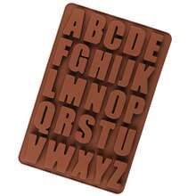 1pc Silicone Mold With 26 Large Letters Alphabet Crayon Chocolate Jelly Ice Cube Tray, Alphabet Shaped Silicone Moulds For Handmade Soap, Cake Decorating Tools - Coffee Brown - View 6