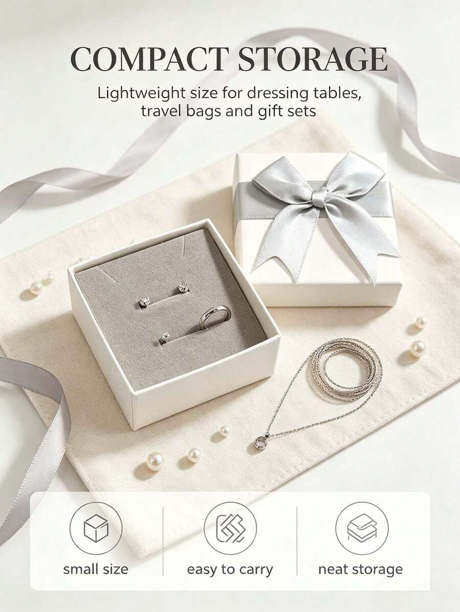 Set Of 8, White Bow Decor Gift Boxes With Paper Tote Bags, For Holiday Gathering, Birthday Party Celebration, Portable Reusable, Gift Packaging Kit, For Jewelry Packing, Present Wrapping, Daily & Business Gifting - Grayish White - View 1