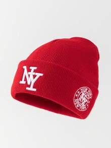 1件中性時尚字母NY刺繡針織帽，適合秋冬日常保暖與旅行穿搭 - NY - 查看 14