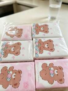 Bear-Shaped Mini Napkins, Soft And Fluffy Portable Handkerchief Tissues, Suitable For Travel, School And Kitchen Use - Portable Size - View 5