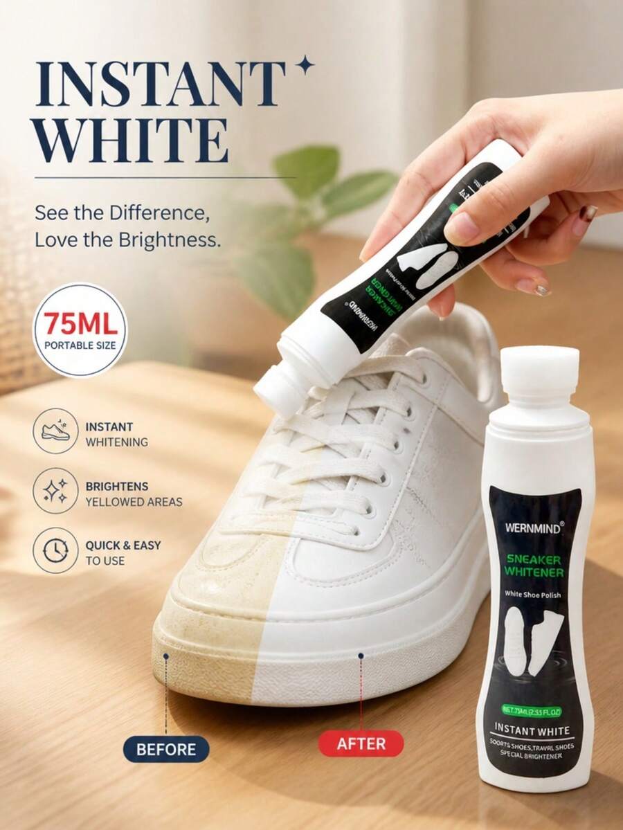 Cairan Pemutih Sol dan Pinggiran Sepatu Ini Cocok Untuk Sepatu Sneakers Putih, Dapat Menghilangkan Noda Oksidasi Kuning Dari Sol dan Bagian Atas Sepatu - Putih - View 1