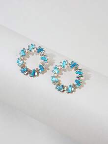 1 Pasang Anting Bunga Matahari Berlian Imitasi Persegi Berwarna-warni yang Berlebihan untuk Wanita, Perhiasan Liontin Telinga Berlian Imitasi Berwarna-warni dengan Desain Geometris Berongga Kreatif Bergaya Vintage - anting-anting - View 14