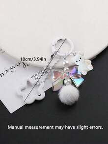 This Adorable Bear-Shaped Keychain Features A Bow And A Star. It Serves As A Bag Charm, Earphone Case Accessory, Phone Case Decoration,Or Car Keychain - Multicolor - View 9