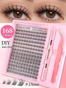 Special Offer 168/224pcs Fairy Lash Cluster Set, 9-15mm Cartoon Style Lash Clusters, DIY Lash Extension Kit, Wet Spiky Anime Lashes, Individual Lash Clusters, Ultra-Thin Invisible Lash Band With Lash Clusters, Eyelashes, False Lashes - Multicolor - View 2