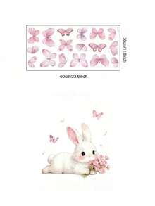 1pc Butterfly & Rabbit Wall Sticker Wallpaper Set, Suitable For Bedroom, Living Room And Nursery Warm Home Wall Decor - Multicolor - View 10