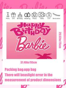 MASSDI Birthday Party Photo Backdrop, Multi-Style Pink Portrait Themed Background Banner, Thick Polyester Fabric, HD Clear Printing, Lightweight & Foldable, Pre-Punched Hanging Holes, Perfect For Birthday Celebrations, Portrait Shooting - Multiple Styles - View 3