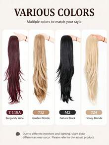 26 Inch Long Layered Drawstring Ponytail Hair Extensions For Women, Straight Clip-In Hairpiece, Thick Ponytail, Easy Wear Hair Extension For Christmas, Halloween, Parties & Special Occasions - Multicolor - View 5