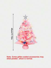 Desktop Mini Christmas Tree With LED Lights, Artificial Small Christmas Tree With Star Top And Hanging Ornaments, Home Office Christmas Party Tabletop Holiday Centerpiece Decoration - One Size - View 9
