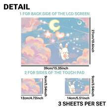 Cute Dreamy Galaxy Rabbit Vinyl Laptop Stickers 3pcs Set, Light Purple Starry Sky Rainbow Cloud Moon Pattern, Includes Laptop Back Cover And 2 Palm Rest Stickers, Fits Most Laptops 15.5 Inch And Below, Waterproof Scratch-Resistant Removable No Residue - View 13