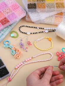 5200pcs/Box 24-Grid Glass Seed Beads DIY Jewelry Making Kit, Suitable For Women Bracelets & Holiday Gifts - Multicolor - View 3