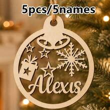Custom Wooden Name Christmas Ornament, Personalized Rustic Tree Hanging Decor, Customized Holiday Party Decoration, Customizable Winter Keepsake, Farmhouse Xmas Tree Decor, Secret Santa Gift For Home, Christmas Tree Ornaments, Christmas Decoration - Multicolor - View 14