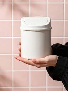 Mini Desktop Trash Can With Lid And Decorative Bow, Plastic Rotating Lid, Non-Electric Cylindrical Design, Suitable For Home, Office, Kitchen, Bedroom Vanity And Daily Use - Multi-color - View 13