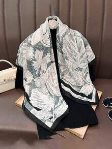 1pc Vintage Diagonal Printed Large Square Shawl ,90cm/35.43in Size,For Fashion Commuting Professional Scarf,Casual Outings,Travel Dress Up - Multicolor - View 10