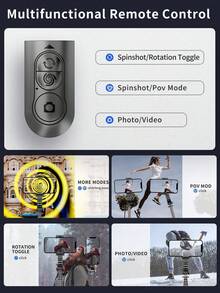 AXNEN Anti-Shake Phone Video Gimbal Stabilizer, Bluetooth Selfie Stabilizer With Extendable Selfie Stick Tripod, Rotating Phone Holder With Fill Light, Suitable For Smartphone Video Recording, Live Streaming, Summer Vacation, Travel, Outdoor Activities - one-size - View 4
