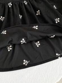 Girls Floral Embroidered Dress, New Spring/Autumn Long Sleeve Lace Peter Pan Collar Princess Dress For Toddlers - Black - View 6