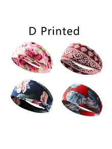 4pcs Women's Non-Slip Headbands, Girls Elastic Headbands, Running Headbands, Sweat-Absorbing Yoga Headbands - Multicolor - View 11