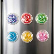3/6/12 pcs Magnet Kulkas Cairan Pasir Bintang Warna-warni Kartun Wajah Tersenyum, Dekorasi Magnetik Bulat Transparan Lucu, Cocok untuk Dekorasi Dapur dan Stiker Dekoratif Papan Pesan Rumah - beraneka warna - View 5