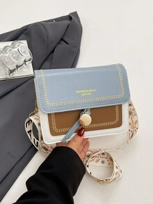Minimalist Fashion Flap Mini Square Bag - Blue - View 5
